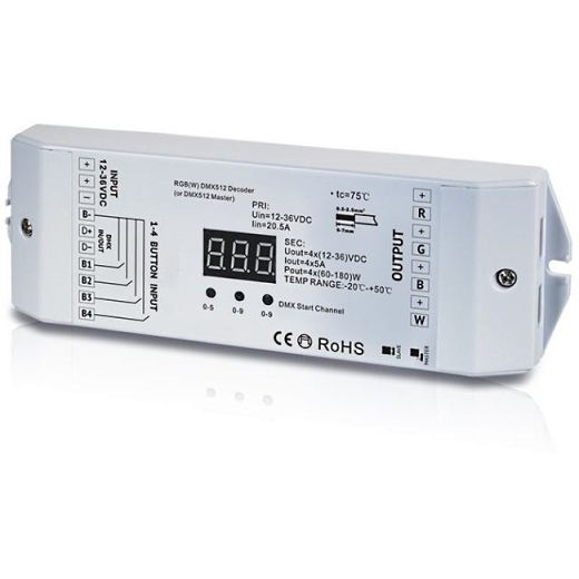 cntr dmx rgbw pwm push rgbw led systems decoder dmx512 led pwm convertitore dmx512 4x5a dmx push en
