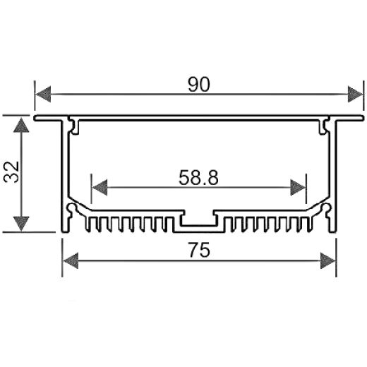 al 75 32 r accessori profili alluminio incasso